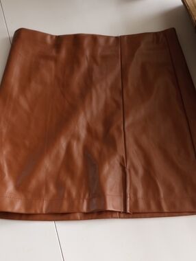 Joe Benbasset Cognac Faux Leather Mini Skirt